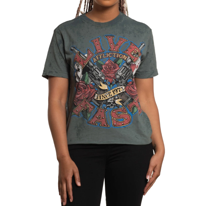 GIRLS S/S LOVE GUN - SAGE